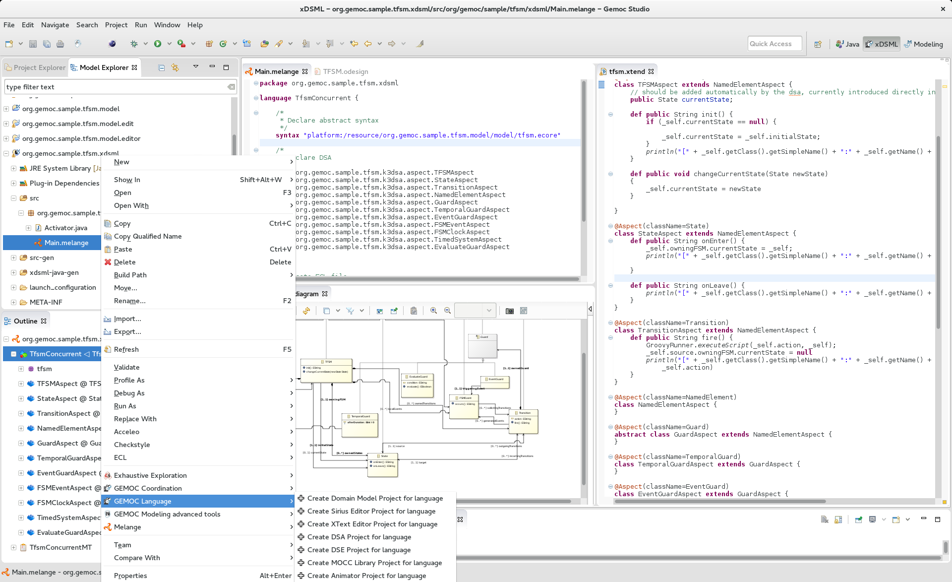 Screenshot of the GEMOC Language Workbench